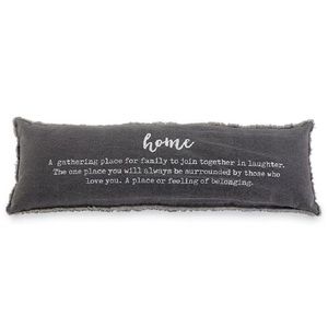 NWT Mud Pie “Home” Large Lumbar Pillow Gray & White Farmhouse Shabby Chic